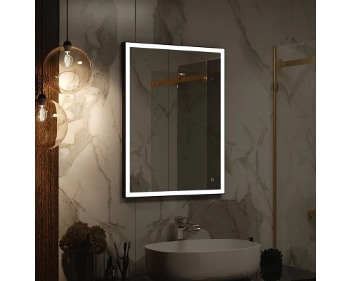 Зеркало "Solid Black LED" 600х800, реверсивное крепление