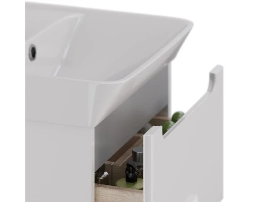 Тумба Lemark BUNO 45 см под 1 раковину, подвесная/напольная, 2 ящика, цвет планки: Серый, цвет корпу