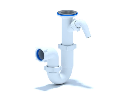 Сифон Ани 1 1/2"*40 прямоточный с отводом ст. машины, ANI PLAST