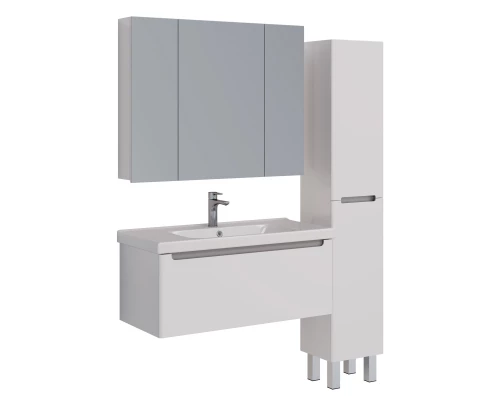 Тумба Lemark BUNO MINI 100 см под 1 раковину, подвесная, 1 ящик, цвет планки: Серый, цвет корпуса, ф