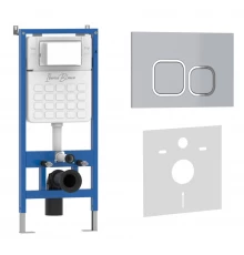 Комплект 2в1 IBERICA BLANCA инсталляция SILENCIO, кнопка смыва ESTI-Q хром матовый (IB001.834)