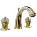 Смеситель для раковины Migliore Prestige Crystal 32766 на 3 отверстия, с донным клапаном, глянцевое золото