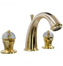 Смеситель для раковины Migliore Prestige Crystal 32766 на 3 отверстия, с донным клапаном, глянцевое золото