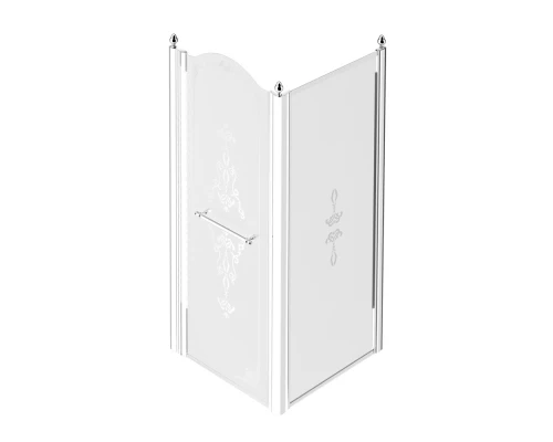 Душевое ограждение Migliore Diadema 22685 DX  90х90 см, стекло матовое с декором, профиль хром