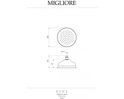Верхний душ Migliore Roma 32173 хром D20 см антикальций