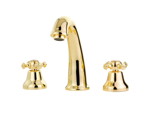 Смеситель для раковины Migliore Prestige 31613 на 3 отверстия, глянцевое золото