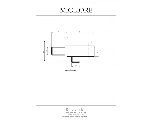 Держатель Migliore Ricambi 30893 для лейки с шланговым подключением золото