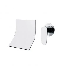 Встраиваемый однорычажный смеситель для раковины с каскадным изливом на раздельных пластинах 140 мм 