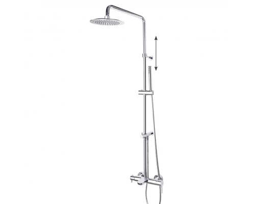 Душевая система наружнего монтажа с телескопическим тропическим душем, душевым комплектом и изливом 