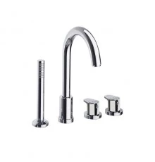 Термостатический смеситель на борт ванны однорычажный с изливом и душевым комлектом ALEXIA 363302TM