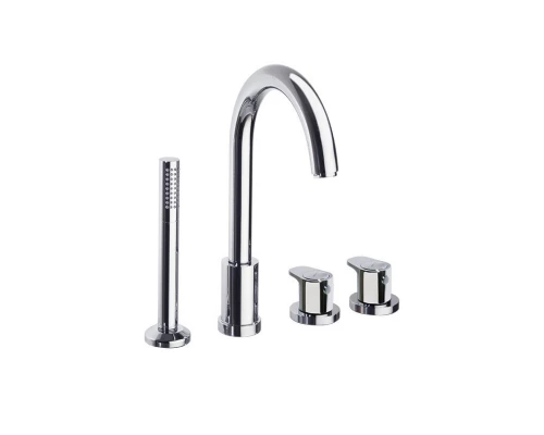 Термостатический смеситель на борт ванны однорычажный с изливом и душевым комлектом ALEXIA 363302TM