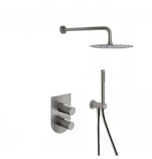 Встраиваемая душевая система с тропическим душем и душевым комплектом TZAR K3415021NC никель браширо