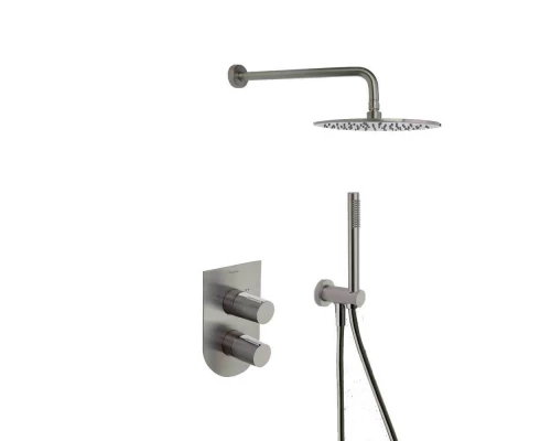 Встраиваемая душевая система с тропическим душем и душевым комплектом TZAR K3415021NC никель браширо