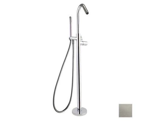 Напольный смеситель для ванны однорычажный с душевым комплектом TZAR 348503DNC никель брашированный