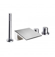 Термостатический смеситель на борт ванны однорычажный с изливом и душевым комлектом AROLA 263304TM