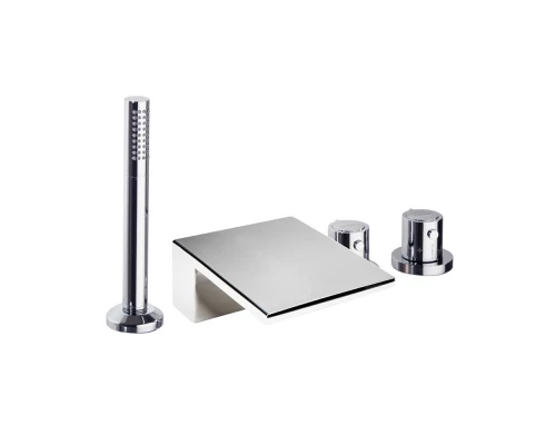 Термостатический смеситель на борт ванны однорычажный с изливом и душевым комлектом AROLA 263304TM