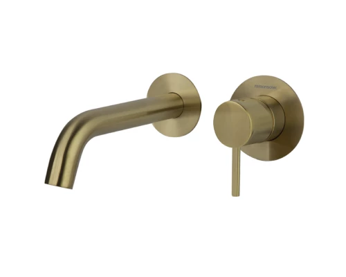 Встраиваемый однорычажный смеситель для раковины на раздельных пластинах 190 мм ODISEA 392101OC золо