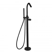 Напольный смеситель для ванны однорычажный с душевым комплектом TZAR 348503DNM матовый черный