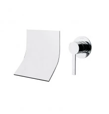 Встраиваемый однорычажный смеситель для раковины на раздельных пластинах с каскадным изливом 140 мм 