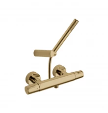 Термостатический смеситель для душа наружнего монтажа с душевым комплектом TZAR 343401DOС золото бра