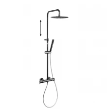 Душевая термостатическая система наружнего монтажа с телескопическим тропическим душем и душевым ком