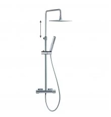 Душевая термостатическая система наружнего монтажа с телескопическим тропическим душем и душевым ком