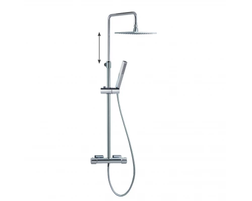 Душевая термостатическая система наружнего монтажа с телескопическим тропическим душем и душевым ком