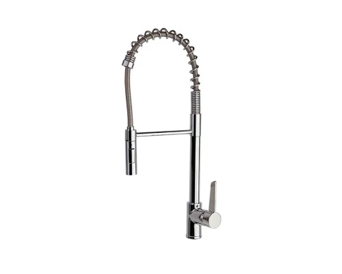 Смеситель высокий для кухни профессиональный, с гибким шлангом и поворотным изливом KITCHEN 386601MC