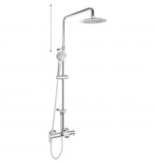 Душевая система наружнего монтажа с телескопическим тропическим душем и душевым комплектом, с изливо