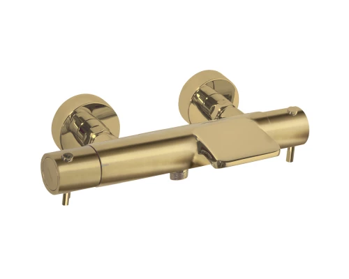 Термостатический смеситель для ванны наружнего монтажа с каскадным изливом ODISEA 393901SOC золото б