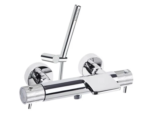 Термостатический смеситель для ванны наружнего монтажа с каскадным изливом и душевым комплектом ODIS