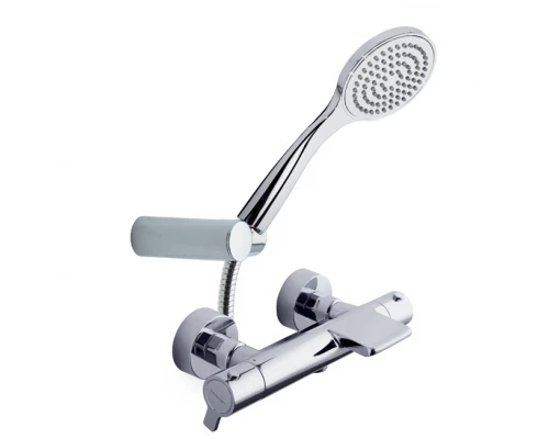 Термостатический смеситель для ванны наружнего монтажа с каскадным изливом и душевым комплектом BLAU