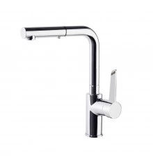 Смеситель высокий для кухни однорычажный с выдвижной лейкой и поворотным изливом KITCHEN 381901H1MC