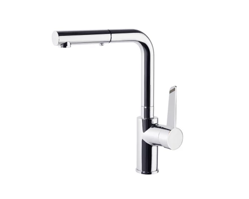 Смеситель высокий для кухни однорычажный с выдвижной лейкой и поворотным изливом KITCHEN 381901H1MC