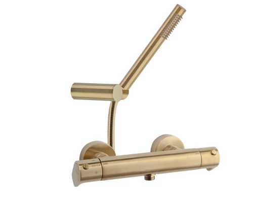 Термостатический смеситель для душа наружнего монтажа с душевым комплектом ALEXIA 3634DOC золото бра