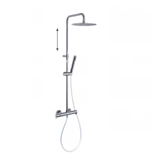 Душевая термостатическая система наружнего монтажа с телескопическим тропическим душем и душевым ком