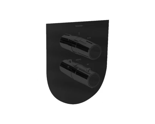 Встраиваемый термостатический смеситель для душа TZAR 348712SNM матовый черный на 2 выхода