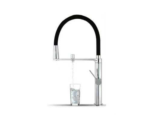 Cмеситель высокий для кухни однорычажный с гибким поворотным изливом и подключением питьевой воды 89