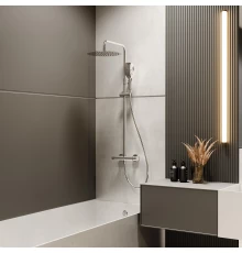 Душевая термостатическая система наружнего монтажа с телескопическим тропическим душем и душевым ком