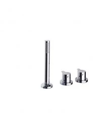 Термостатический смеситель на борт ванны однорычажный с душевым комлектом DRAKO 3333TSCAM