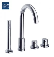 Термостатический смеситель на борт ванны однорычажный с изливом и душевым комлектом AROLA 263303TM