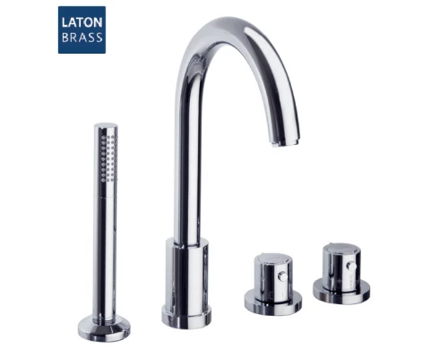 Термостатический смеситель на борт ванны однорычажный с изливом и душевым комлектом AROLA 263303TM