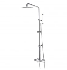 Душевая система наружнего монтажа с телескопическим тропическим душем, душевым комплектом и изливом 