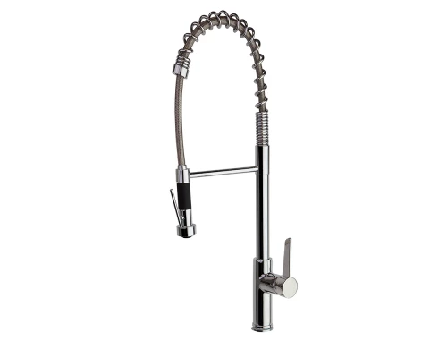 Смеситель высокий для кухни профессиональный, с гибким шлангом и поворотным изливом KITCHEN 386701MC