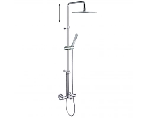 Душевая термостатическая система наружнего монтажа с телескопическим тропическим душем и душевым ком