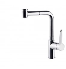 Смеситель высокий для кухни однорычажный с выдвижной лейкой и поворотным изливом KITCHEN 381901H2MC