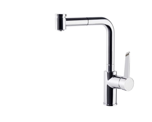 Смеситель высокий для кухни однорычажный с выдвижной лейкой и поворотным изливом KITCHEN 381901H2MC