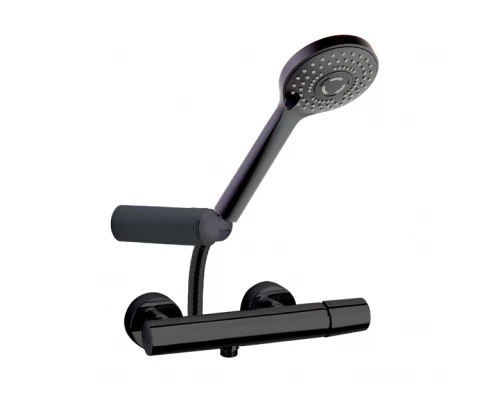 Смеситель для душа наружнего монтажа с душевым комплектом TZAR 340801BTNM матовый черный