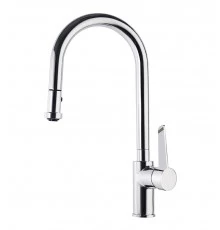 Смеситель высокий для кухни однорычажный с выдвижной лейкой и поворотным изливом KITCHEN 387901V2MC