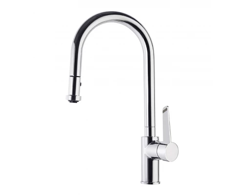 Смеситель высокий для кухни однорычажный с выдвижной лейкой и поворотным изливом KITCHEN 387901V2MC